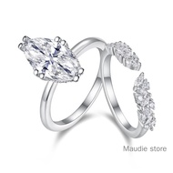 3.83ct Full Marquise Real Moissanite Diamond Women Ring Set Stackable Luxury Engagement Ring Top Qua