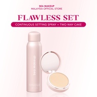 Sea Makeup Bundle 2 In 1 Continuous Setting Spray + Two Way Cake High Coverage & 16H Long-Lasting Oi