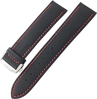 GANYUU Nylon Canvas Watchband 19mm 20mm 21mm 22mm for Tissot Watch Strap (Color : Black red, Size : 19MM)