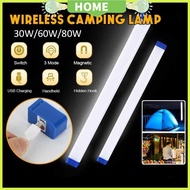 HOME WI Rechargeable LED Light Tube Bulb Emergency Light Night with Hook 30W 60W 80W LED Light USB Rechargeable Emergency Lamp Portable Light Battery Tent Light Outdoor 可充电灯管