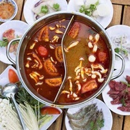 2-compartment hot pot, divided hot pot, Thai hot pot, Can be used with induction cooker, 32cm stainl