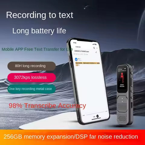 APP-Controlled AI Powered Voice Recorder Mini Call Recorder Speech-to-Text & Summarize100Language tr