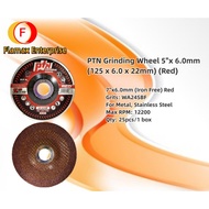 PTN Grinding Wheel 5"x 6.0mm (125 x 6.0 x 22mm) (Iron Free) (Red)