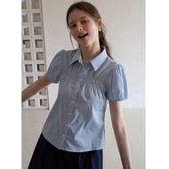 Eggka blue striped short-sleeved shirt