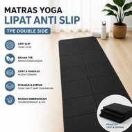 Foldable Yoga Mat Anti-Slip Carpet TPE 180.5 x 60.5 cm Black Loozykit