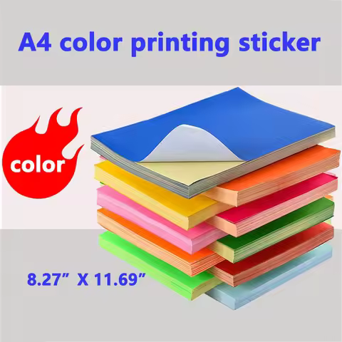10 sheets A4 Color Stickers Paper,Laser Inkjet Printer Copier Craft Paper Colorful Self Adhesive Lab