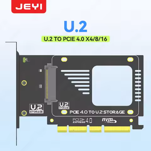 JEYI U.2 to PCIe 4.0 Adapter, NVMe 2.5" U.2 (SFF-8639) SSD PCIe x4 x8 x16 Expansion Card - U.2 SSD -