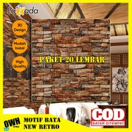 PAKET 20 LEMBAR Wallpaper Sticker 3D Foam Corak Batu Alam Dekorasi Rumah Termurah