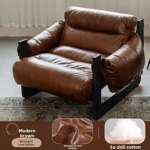Advanced Jersey Island sofa chair, antique leather sofa chair in the living room, single lazy sofa, 
