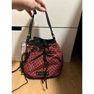Blue Label Crestbridge red checkered bucket bag