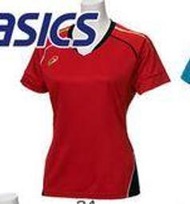 特價 出清 ASICS 亞瑟士 女 排球上衣 體操服 印花T恤 吸濕 排汗 速乾 XW6223-24 紅 [SUN]
