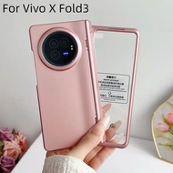 For Vivo X Fold 3 X Fold3 Case Luxury Skin Feeling Hinge Protection Glossy PC Hard Flip Phone Cover 