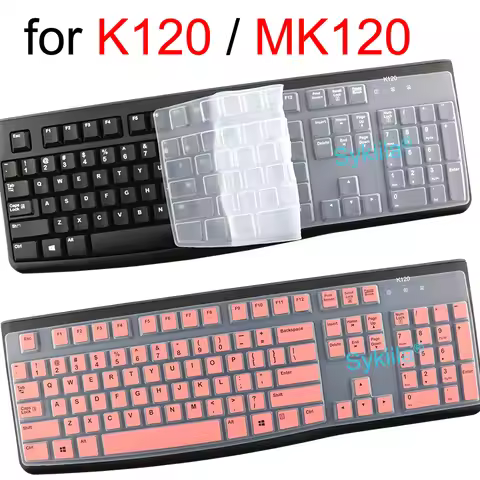 Keyboard Cover for Logitech K120 MK120 Wired Set Transparent Clear Black Film Silicone Protector Ski