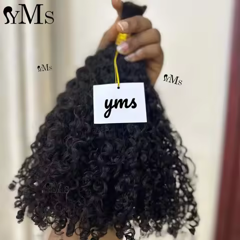 YMS 3C4A Burmese Curly Human Hair Bulk for Braiding No Weft 3C4A Burmese Raw Curly Bulk Hair Weaving