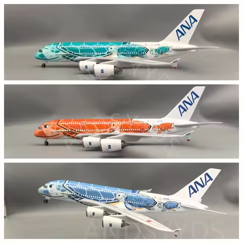 46cm A380 Plane Model 1/160 Scale Aircraft Ana Sea Turtle Painting Airbus 380 Airplane Model Collect
