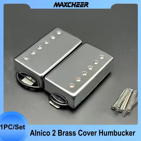 Alnico 2 Humbucker Guitar Pickup 4 Coil Cable 7.5k/8.6k/15k Coil Splitting with Brass Cover Alnico I