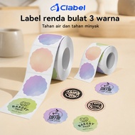 Clabel Thermal Label Round Wave Gradient 4 Colors 30mm 48mm Waterproof Sticker Packaging