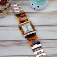 Jam Wanita Analog Tali Rantai Stainless Motif Leopard Anti Air