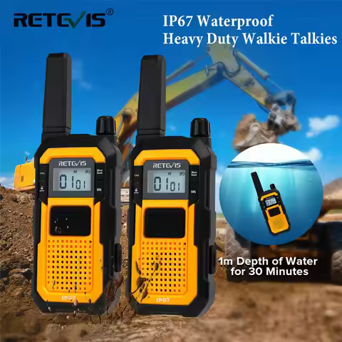 Retevis RB48 Heavy Duty Walkie Talkie IP67 Waterproof USB Type C Charger Dual PTT VOX PMR446/FRS Two