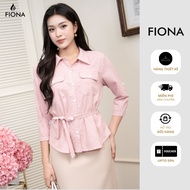 FIONA Straight polka dot shirt, loose sleeves, removable belt in main fabric F515081