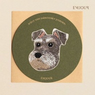 EMJOUR Embroidery Sticker Card-Schnauzer | Dog Pet Souvenir Gift Card Bag Decoration Phone Case