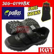 FREE SOCKS PALLAS JAZZ KASUT HITAM SEKOLAH 2 LEKAT 306-0199 BLACK SCHOOL SHOES PALLAS JAZZ STRAP DES