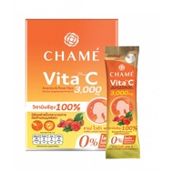 Chame Vita C 3000 mg. Acerola &amp; rose hips ชาเม่ ไวต้า พลัส ซี (1กล่อง/10ซอง) จำนวน 1 กล่อง หมดอายุ 11/8/2024