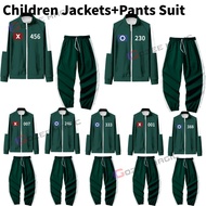 2pcs/set Kids Squid Game 456 007 001 230 Cosplay Costume Coat Jackets/Pants Suit Boy Girl Halloween 