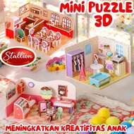 DIY 3D Puzzle Toys Miniature Home Interior Educational Children's Jigsaw Puzzle Paper House Puzzle T