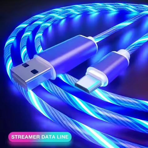 1m 3.28ft Type C Glowing Cable Mobile Phone Charging Cables LED Light Charger For Samsung Xiaomi iPh