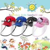 Malaysia Stock Removable Kids Cartoon baseball cap Safety Face Shield Visor Mask Full Face Shield Protective Cap for boys and girls Anti-Fog, Anti-saliva,Anti-Spitting Hat Cover Outdoor Sun Hat