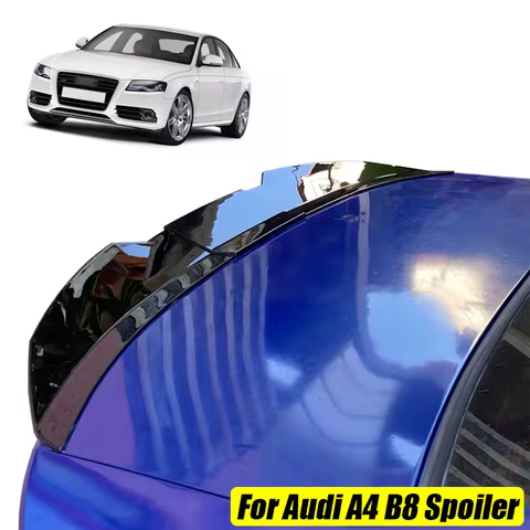 For Audi Accessories A4 B8 B8.5 B9 S4 3Pcs Car Duckbill Rear Trunk Spoiler Wing Gloss Black Hard ABS
