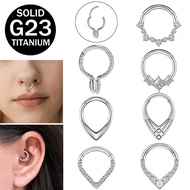 1 PC 14G Nose Ring Piercing Titanium Nostril Ring Snake Crystal Septum Nose piercing 8mm Hood Septum