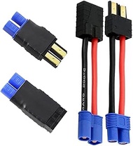 2 Pairs Trax to EC3 Male Female Battery Charger Adapter with 14awg 5cm/2inch Wire for Revo LiPO Batt