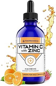 Liquid Vitamin C + Zinc - Easy Liquid Drops - 4oz - 60 Servings (2 Month Supply) - Bioactive Form L-