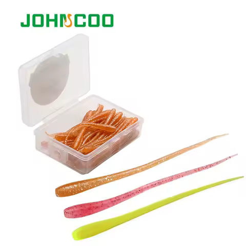 JOHNCOO 50pcs/box Soft Worm Rock Fish Lure 65mm 0.34g Ocean Rock Lure Soft Fish Wobblers Carp Pesca 