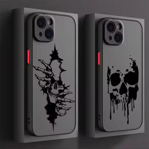 Break Skull Print Matte Transparent Phone Case For iPhone 16 17 Air 15 11 12 13 14 Pro Max Mini X XR