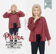 Atasan Kutu Baru Anak Perempuan Motif Lurik Warna Merah Lengan Panjang Baju Anak SD dan SMP PRISHA