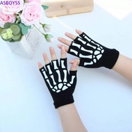 ASBOYSS Punk Skeleton Gloves, Stretch Black Halloween Skeleton Gloves, Universal Thicken Ghost Claw 