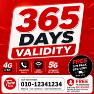 Tuntalk Sim Card 5G - 1 Year Validity - 365 Hari - FREE SIM PACK - Up to RM150,000*Pa Insurance (Wor