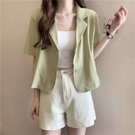 HUILISHI Korean short-sleeved casual Plain womens Blazer jacket