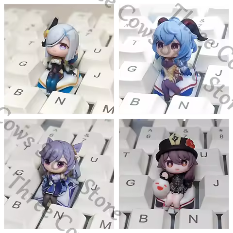 Anime Genshin Impact Keqing Ganyu Hu Tao Shenhe Cosplay Cartoon Keycap Accessories Keyboard Cap Keyc