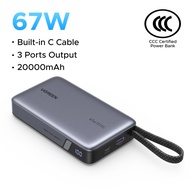 【CCC】Ugreen 67W 20000Mah Powerbank with TISI 1 USB C 1 USB a with Built-In Cables Fast Charging Powe
