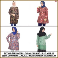 Blouse Batik Wanita, Blouse Katun Lengan Panjang, Blouse Muslim Batik