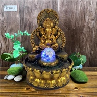 [szsirui] Indoor Tabletop Water Fountain Waterfall Handmade Feng Shui Ornament Humidifier LED Waterscape for Office Decor