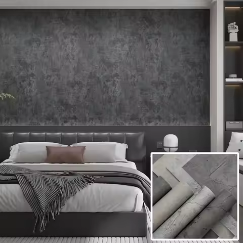 Peel and Stick Wallpaper Artificial Gray Concrete Contact Paper Vinyl Self-Adhesive Matte Gray Cemen
