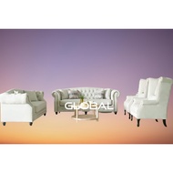 Global Furniture Direct Factory Chesterfield Sofa 3 Seater + 3 Seater + 2 Wing Chair Velvet Sofa Set