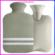 2 Liter PVC Hot Water Bottle Hot Water Bag with Classic Striped (Pea Green)