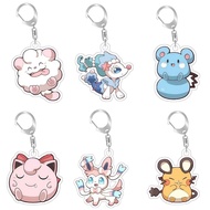 Pokemon Mica Acrylic Sluguff Sylveon Jigglypuff Primarina Dedenne Azurill Keychain Anime Decoration 