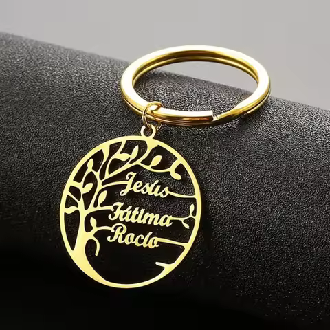 Customized Tree of Life Keychain Custom Family 1-6 Names Member Name Key Ring Stainless Steel Keycha